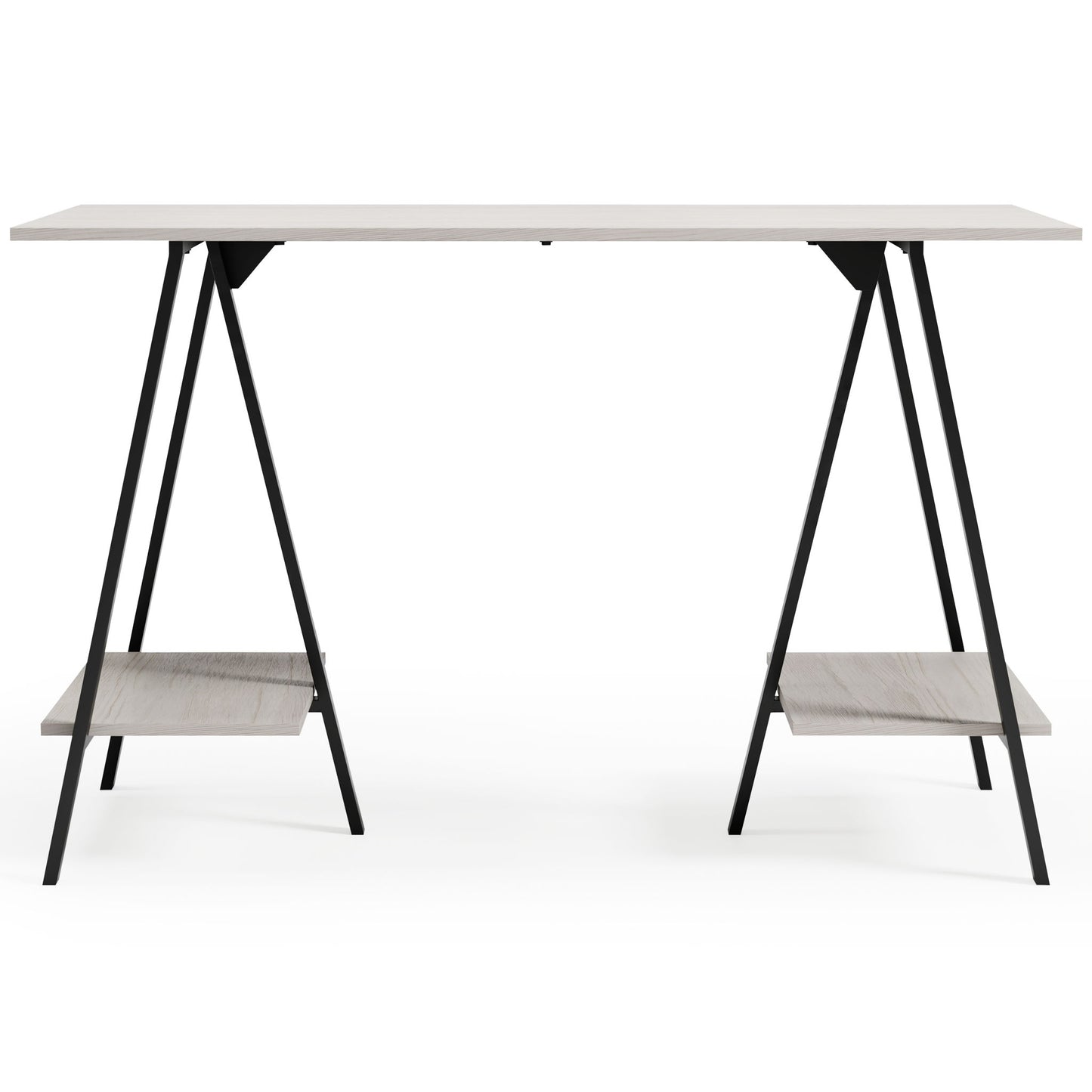 Bayflynn - Home Office Desk - 2 Fixed Shelves - White / Black