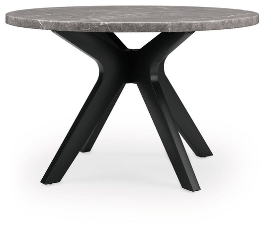 Glinari - Round Dining Room Table - Taupe / Black