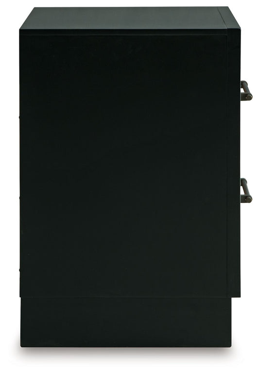 Kraeburn - Two Drawer Night Stand - Brown / Black