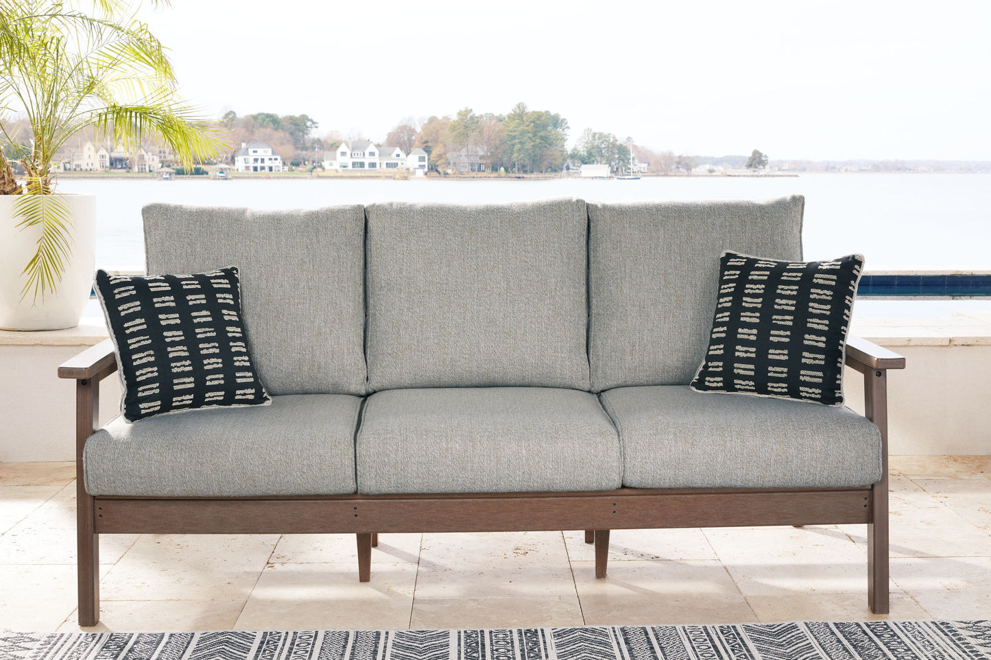 Emmeline - Sofa with Cushion - Brown / Beige
