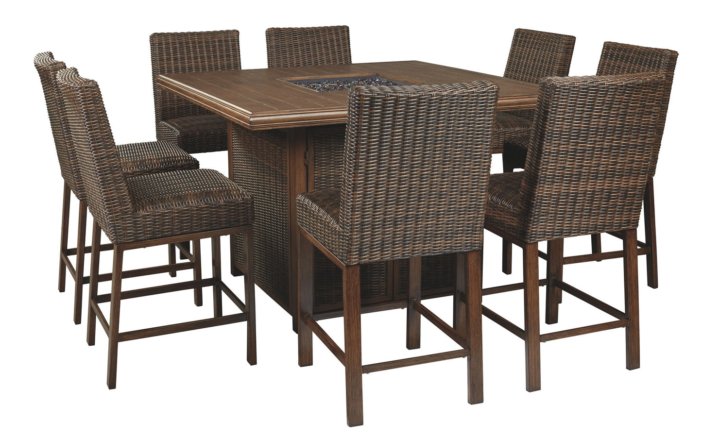 Paradise Trail - Square Bar Table w/Fire Pit - Medium Brown