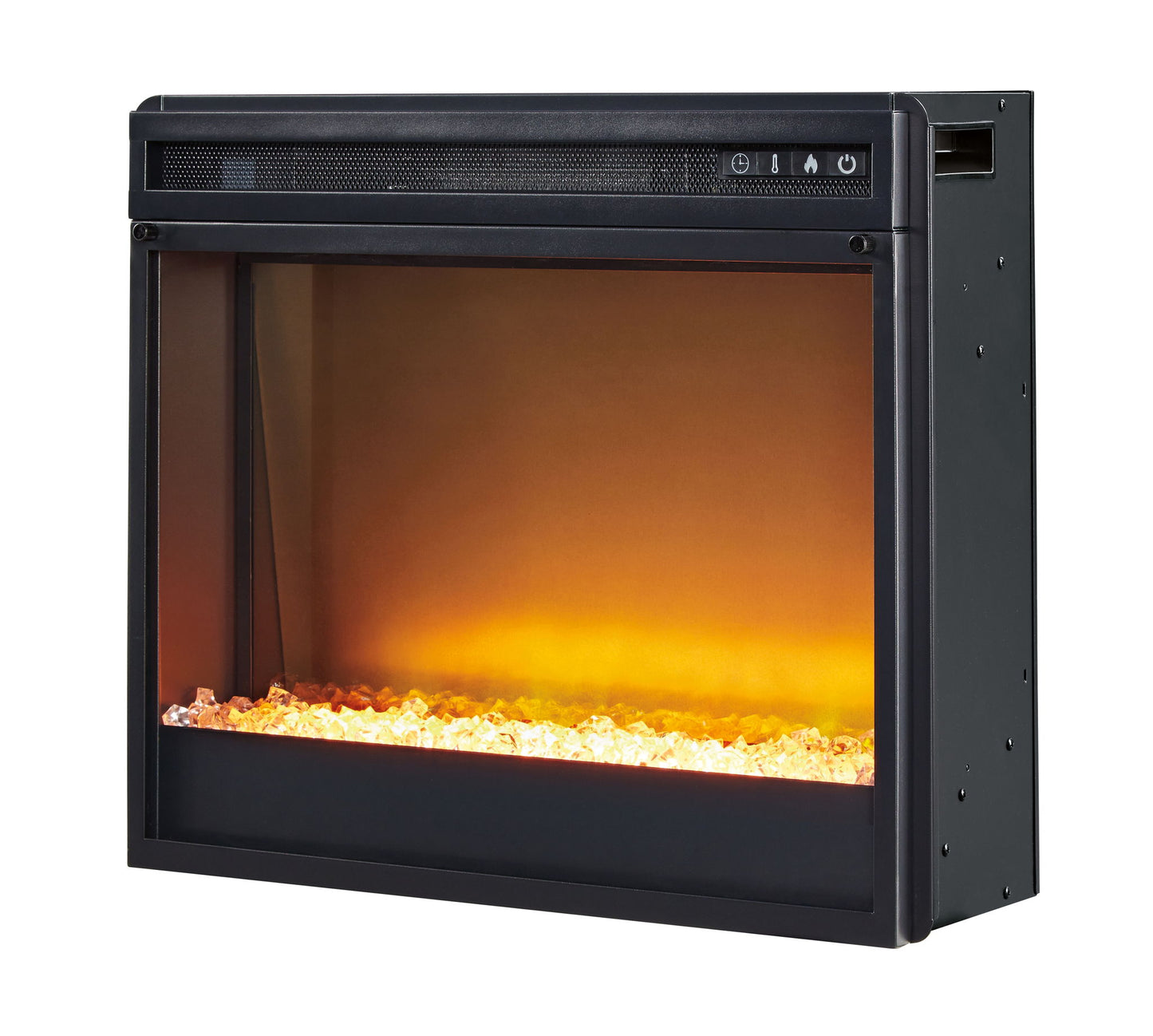 Entertainment Accessories - Black - Fireplace Insert Glass/Stone