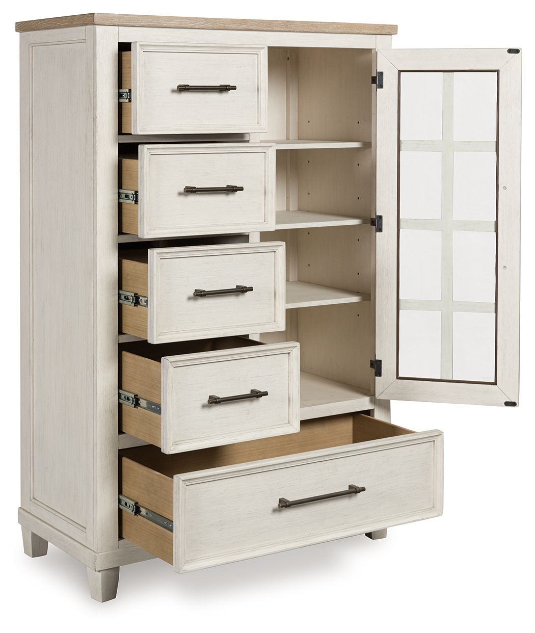Shaybrock - Door Chest - Antique White / Brown