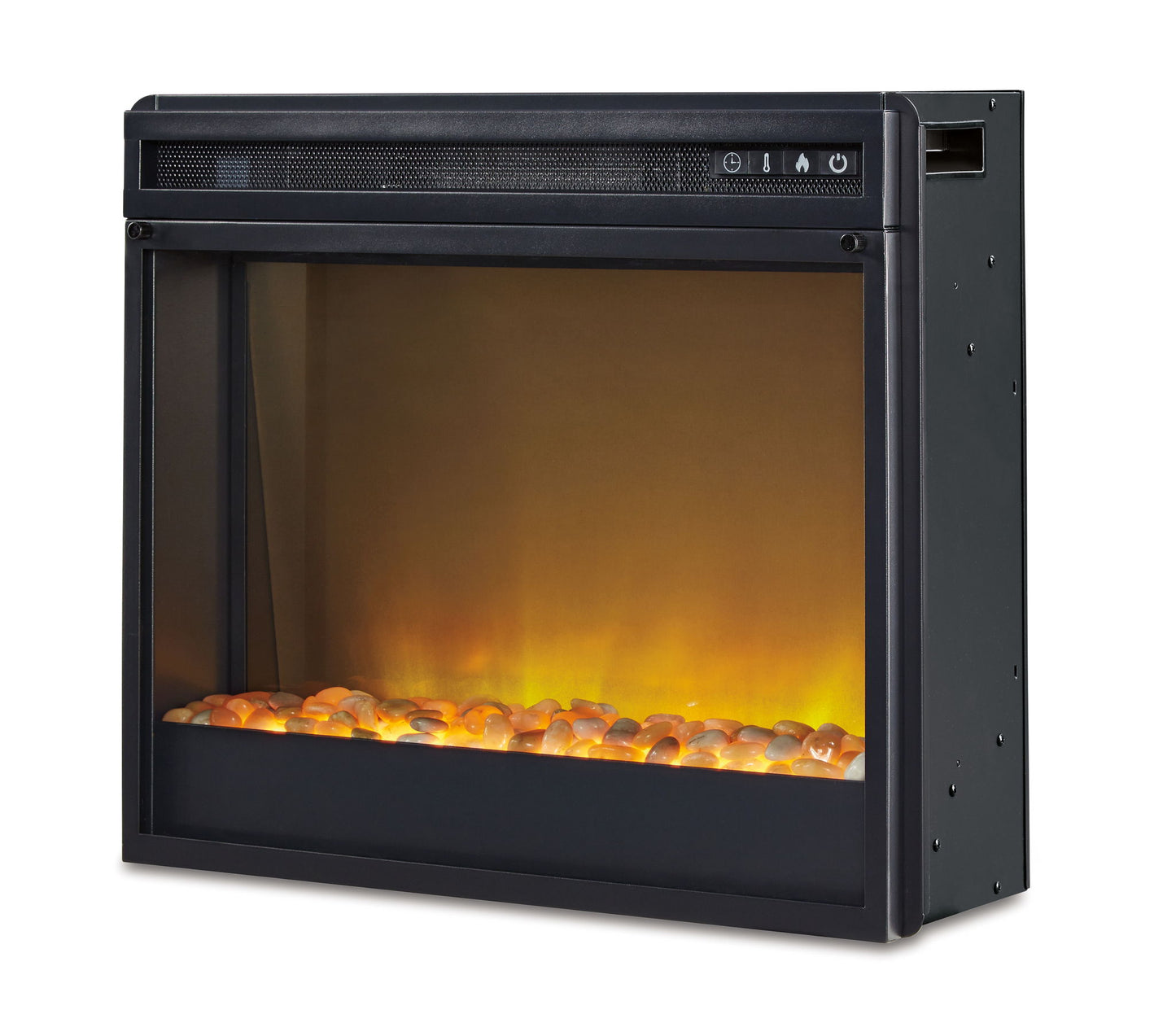 Entertainment Accessories - Black - Fireplace Insert Glass/Stone