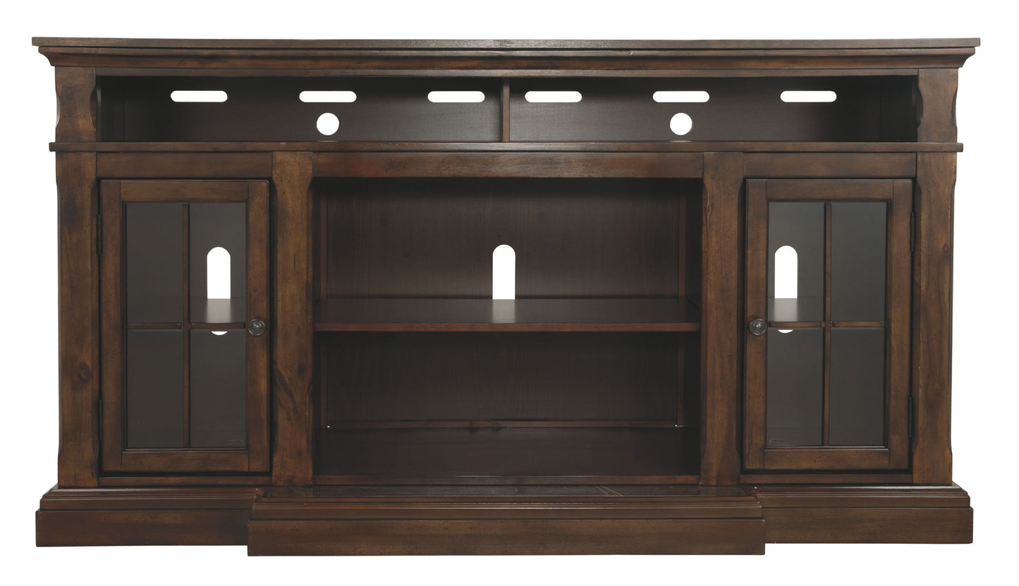 Roddinton - XL TV Stand w/Fireplace Option - Dark Brown