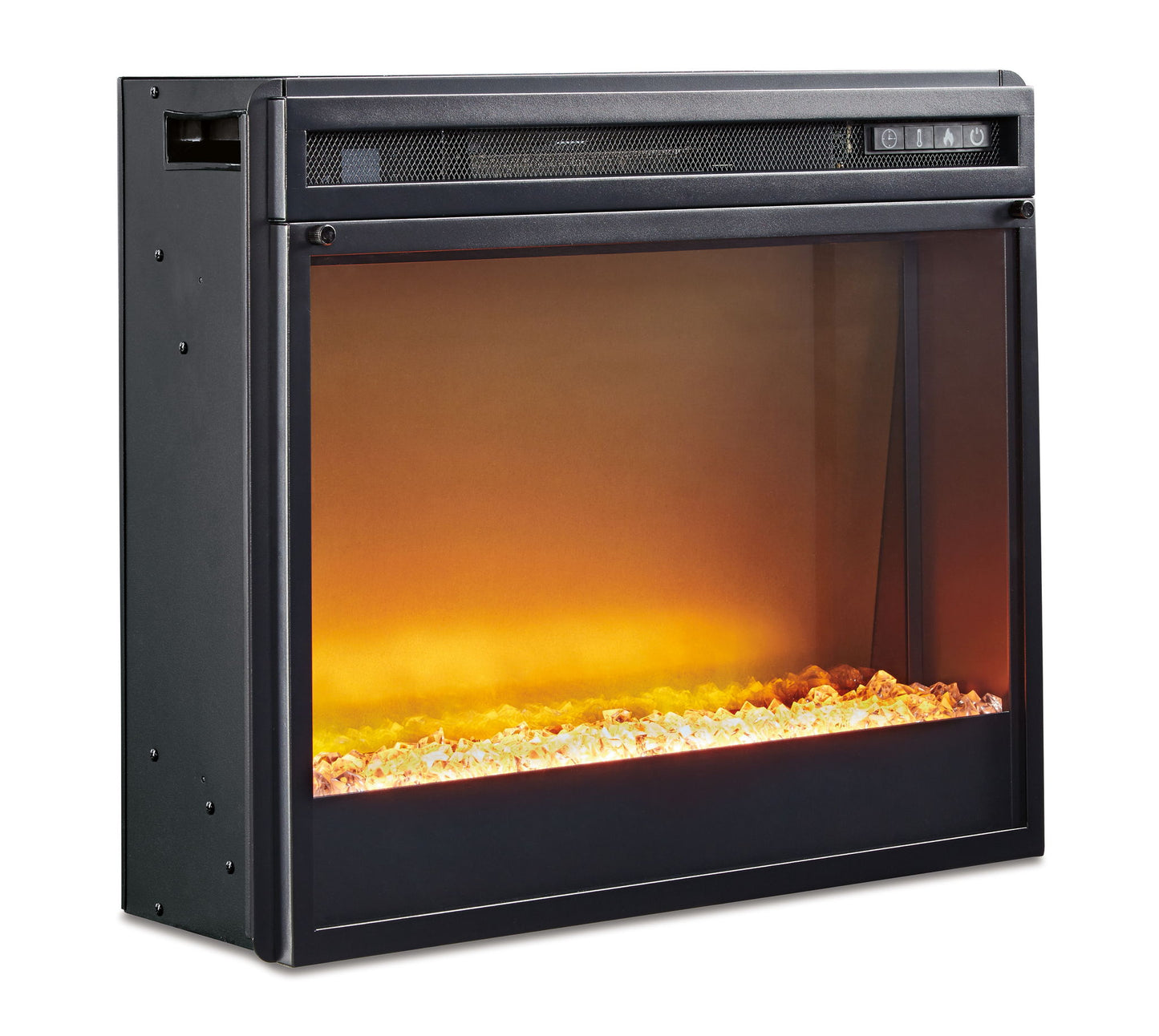 Entertainment Accessories - Black - Fireplace Insert Glass/Stone