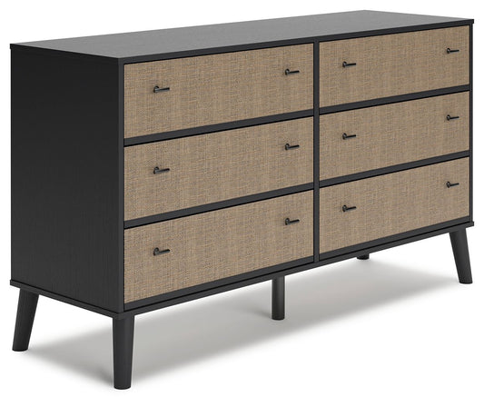Charlang - Six Drawer Dresser - Black / Gray