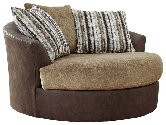 Alesbury - Oversized Swivel Accent Chair - Chocolate
