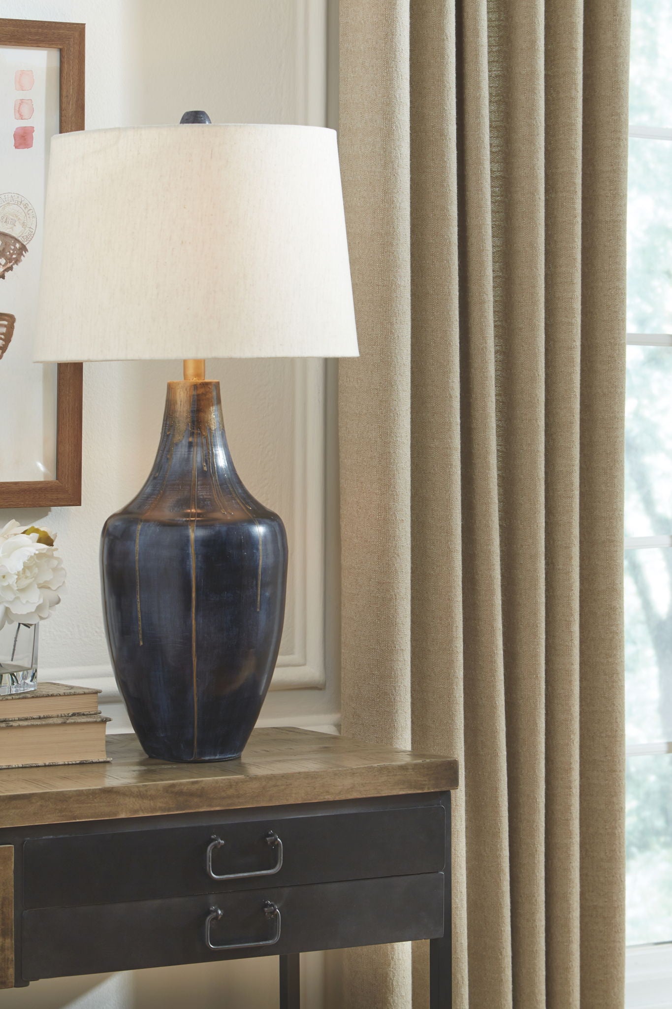 Evania - Metal Table Lamp - Indigo