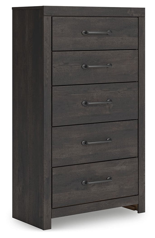 Hollivern - Five Drawer Chest - Dark Gray