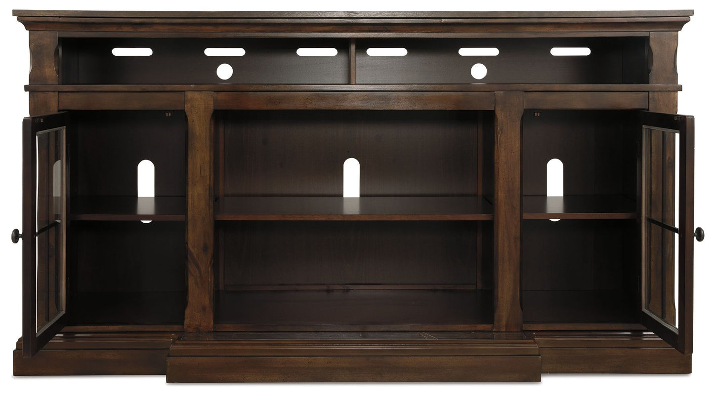 Roddinton - XL TV Stand w/Fireplace Option - Dark Brown