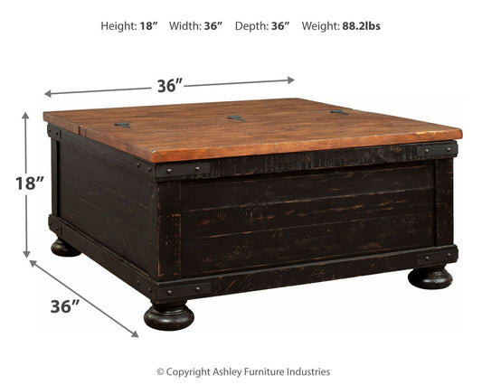 Valebeck - Lift Top Cocktail Table - Black / Brown