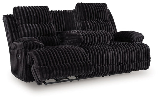 Rhine Falls - Reclining Power Sofa With Drop Down Table - Onyx