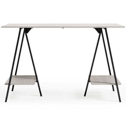 Bayflynn - Home Office Desk - 2 Fixed Shelves - White / Black