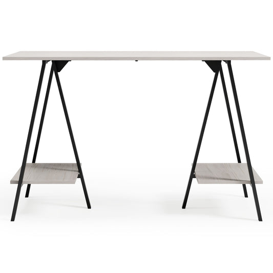 Bayflynn - Home Office Desk - 2 Fixed Shelves - White / Black