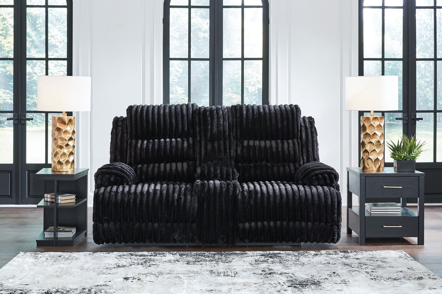 Rhine Falls - Double Reclining Power Loveseat With Console - Onyx