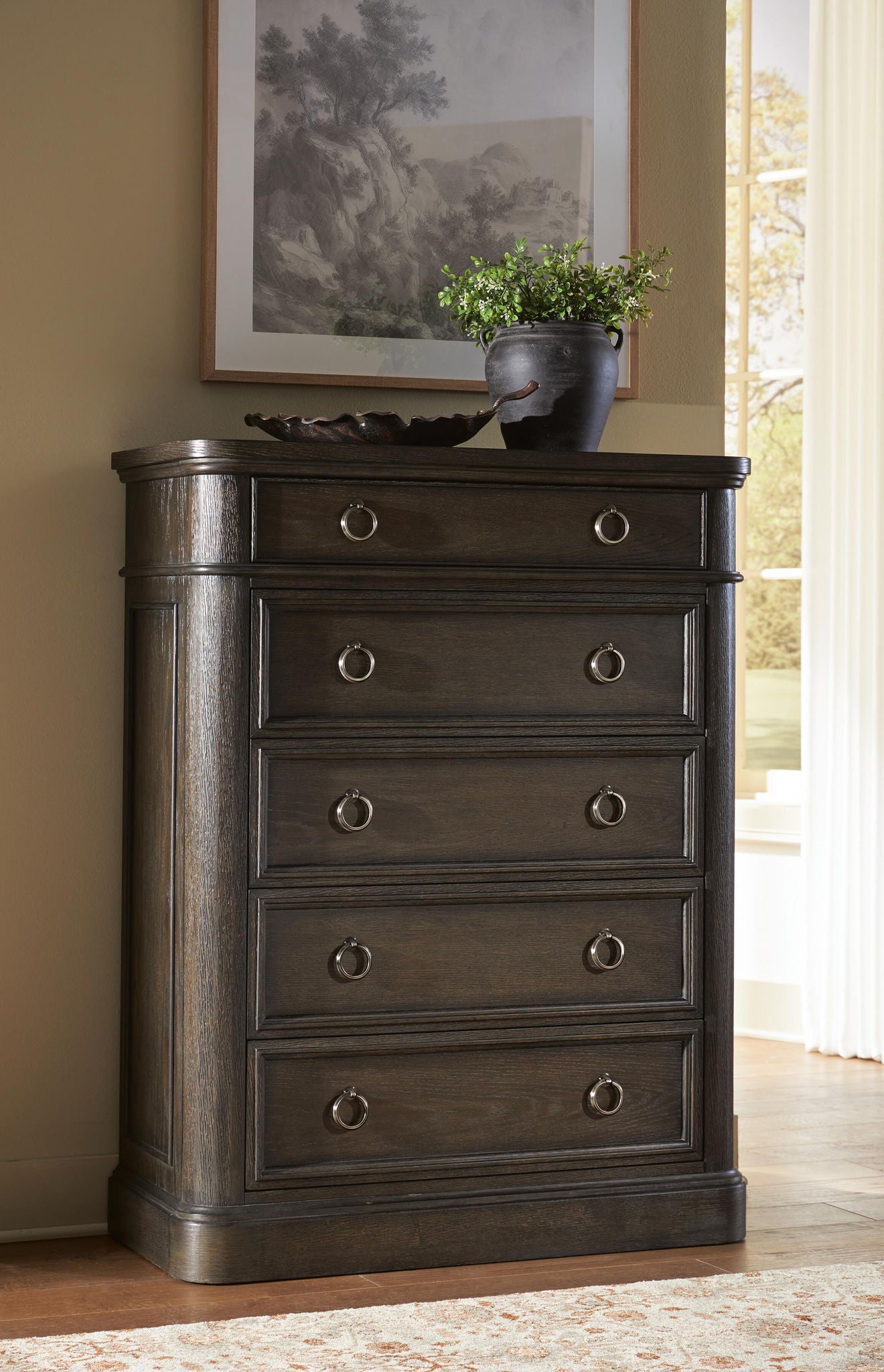 Wickenger - Five Drawer Chest - Dark Brown