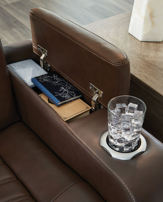 High Impact - Power Reclining Loveseat With Console / Adj Hdrst - Tobacco