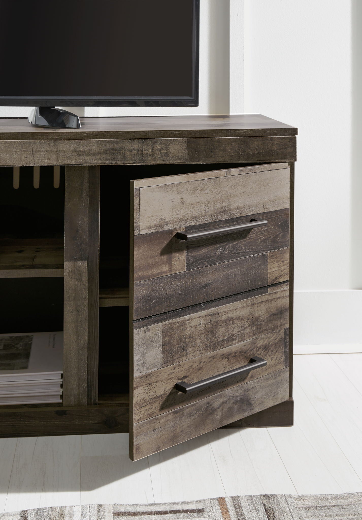 Derekson - LG TV Stand w/Fireplace Option - Multi Gray