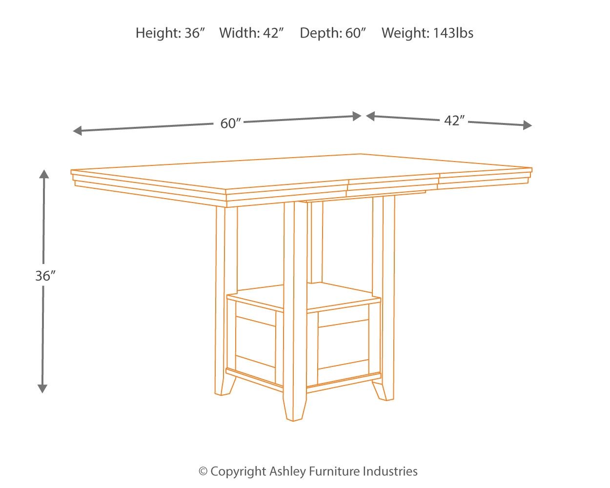 Ralene - Rectangular Dining Room Counter Extension Table - Medium Brown