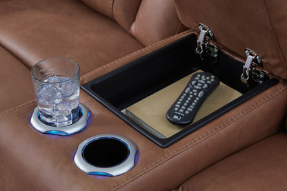 Clean-Slate - Power Reclining Loveseat With Console / Adj Headrest - Caramel