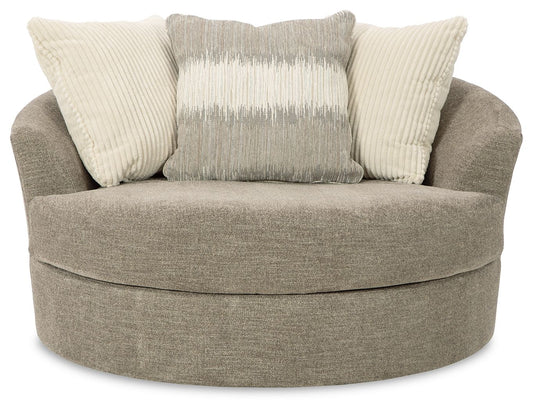 Creswell - Oversized Swivel Accent Chair - Stone