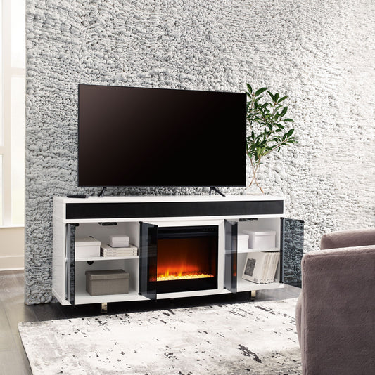 Gardoni - 72" TV Stand With Electric Fireplace - White / Black