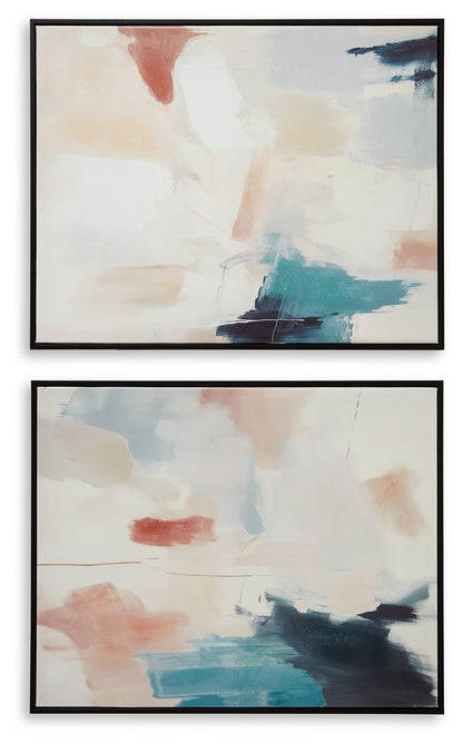Caldish - Wall Art Set (Set of 2) - Blue / White / Pink