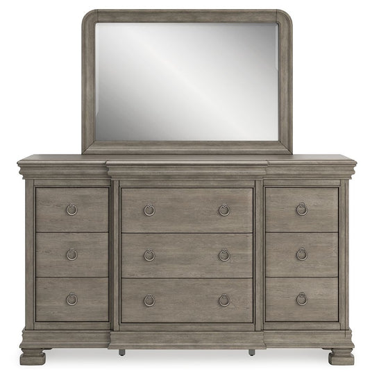 Lexorne - Dresser And Mirror - Gray