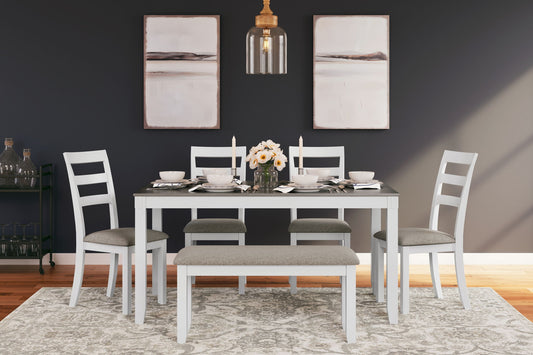 Stonehollow - Rectangular Drm Table Set (Set of 6) - White / Gray