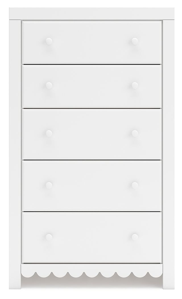 Mollviney - Five Drawer Chest - White