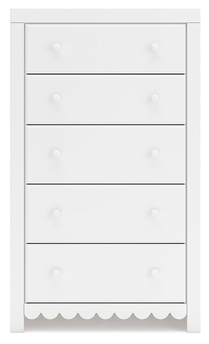Mollviney - Five Drawer Chest - White