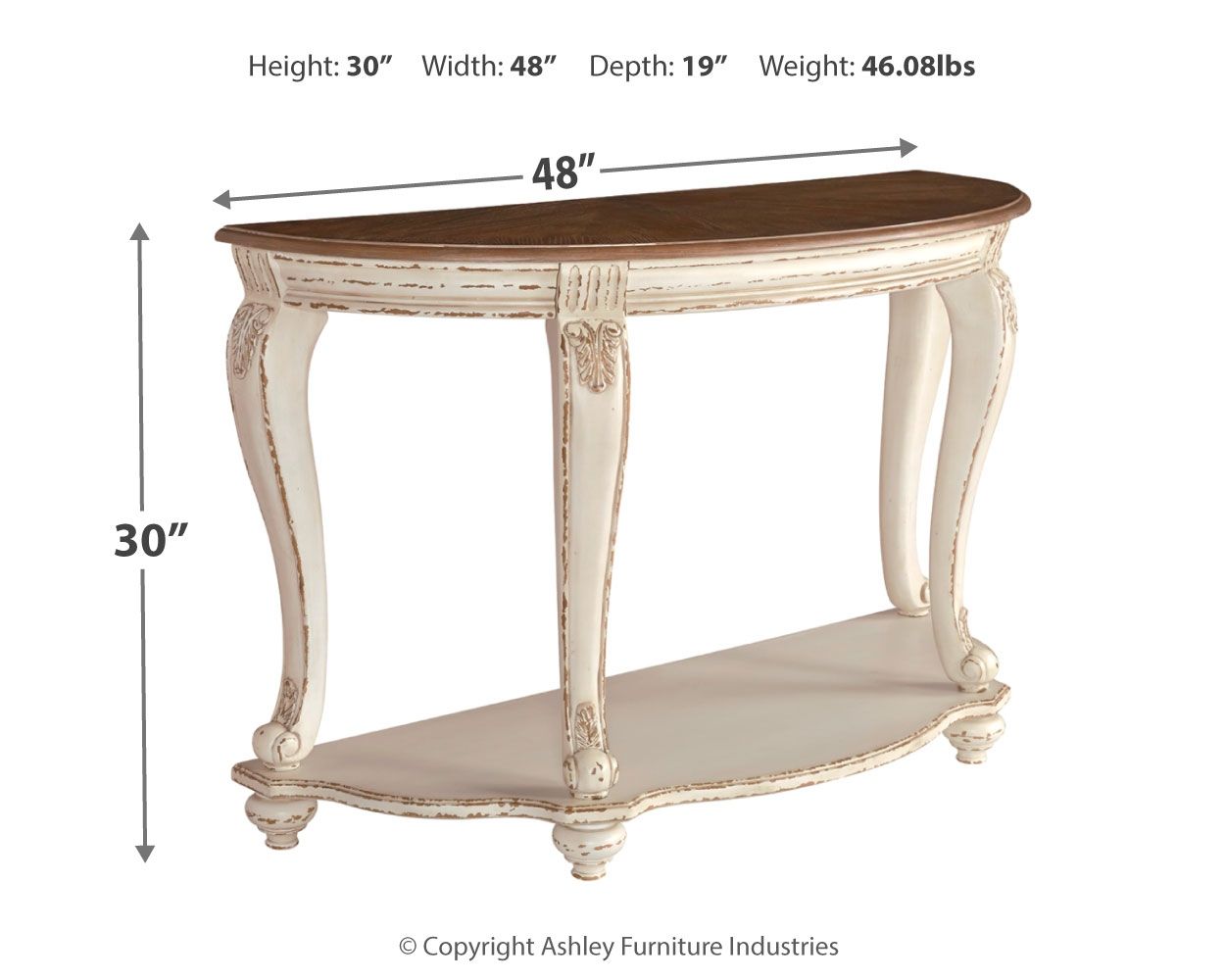 Realyn - Sofa Table - White / Brown