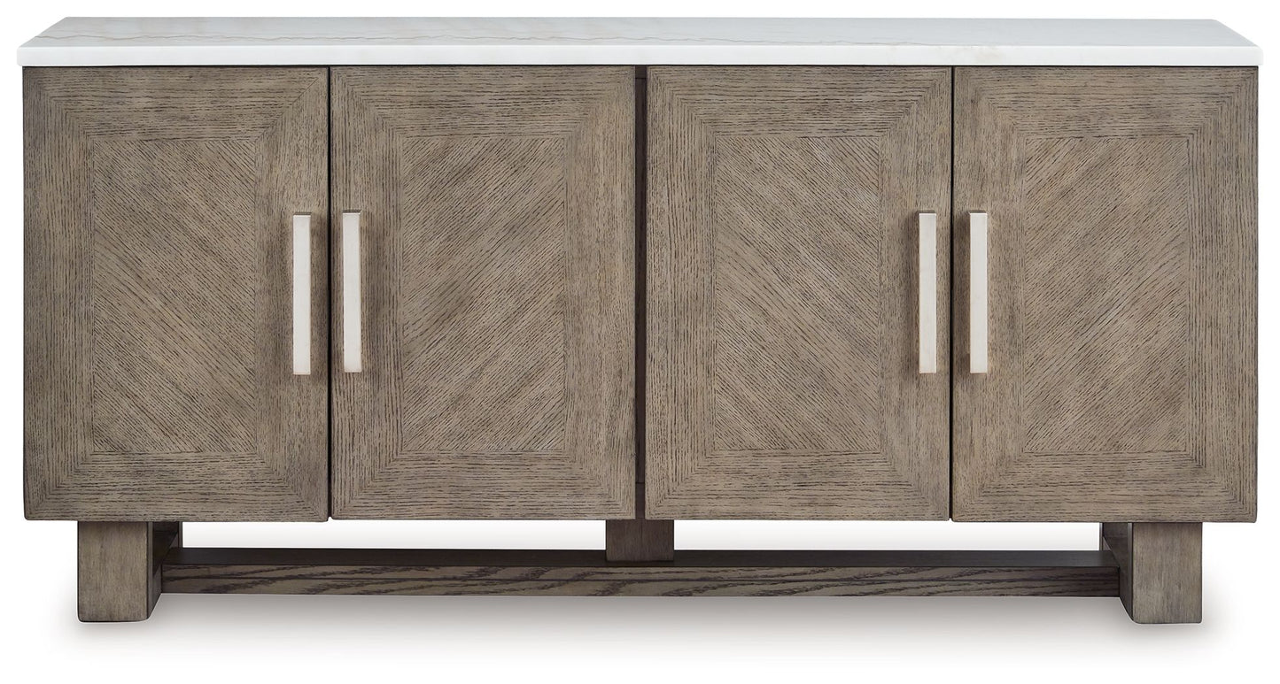 Loyaska - Extra Large TV Stand - Grayish Brown / White
