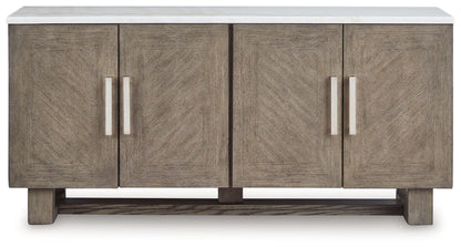 Loyaska - Extra Large TV Stand - Grayish Brown / White