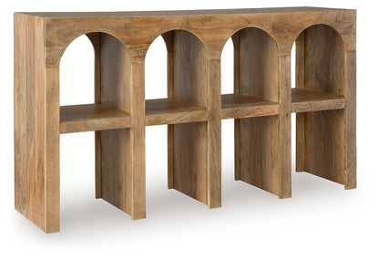 Luzmanacy - Console Sofa Table - Natural Brown