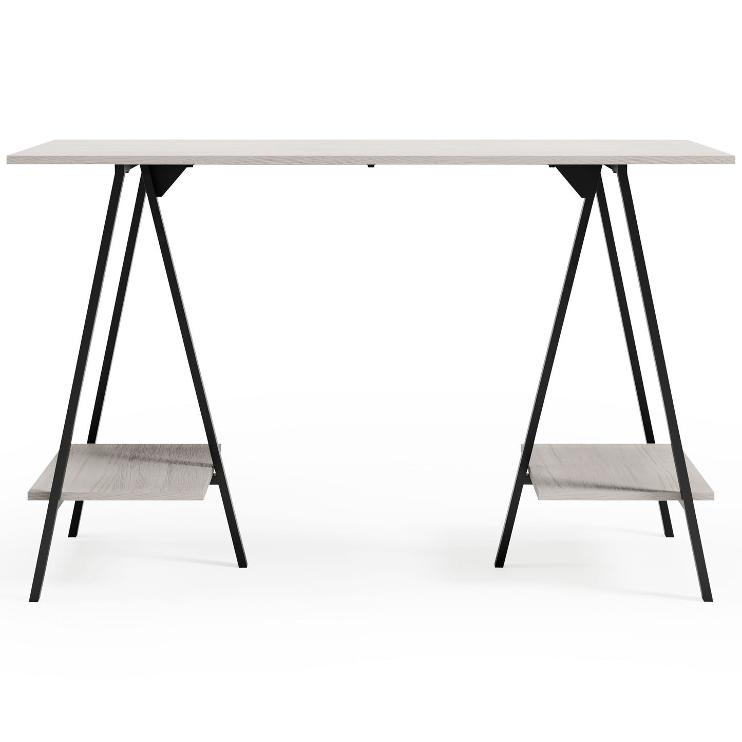 Bayflynn - Home Office Desk - 2 Fixed Shelves - White / Black