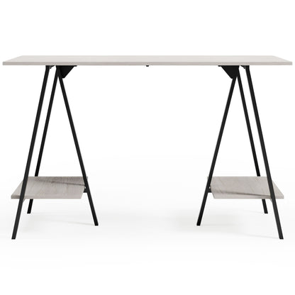 Bayflynn - Home Office Desk - 2 Fixed Shelves - White / Black
