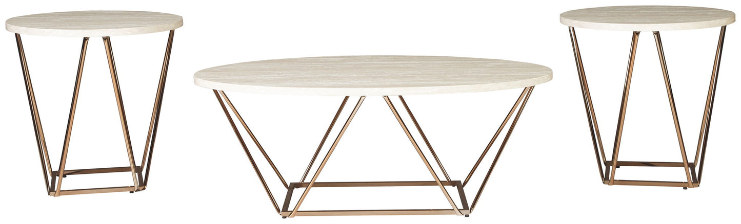 Tarica - Occasional Table Set (Set of 3) - White / Metallic