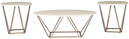 Tarica - Occasional Table Set (Set of 3) - White / Metallic