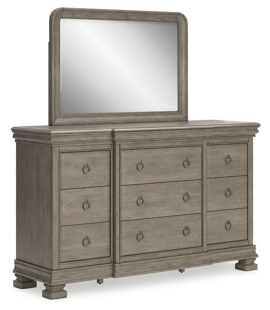 Lexorne - Dresser And Mirror - Gray