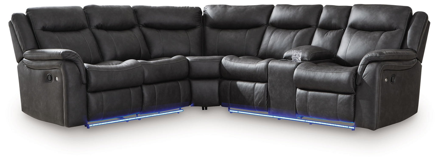 Sultan Meadow - 2-Piece Reclining Sectional - Carbon