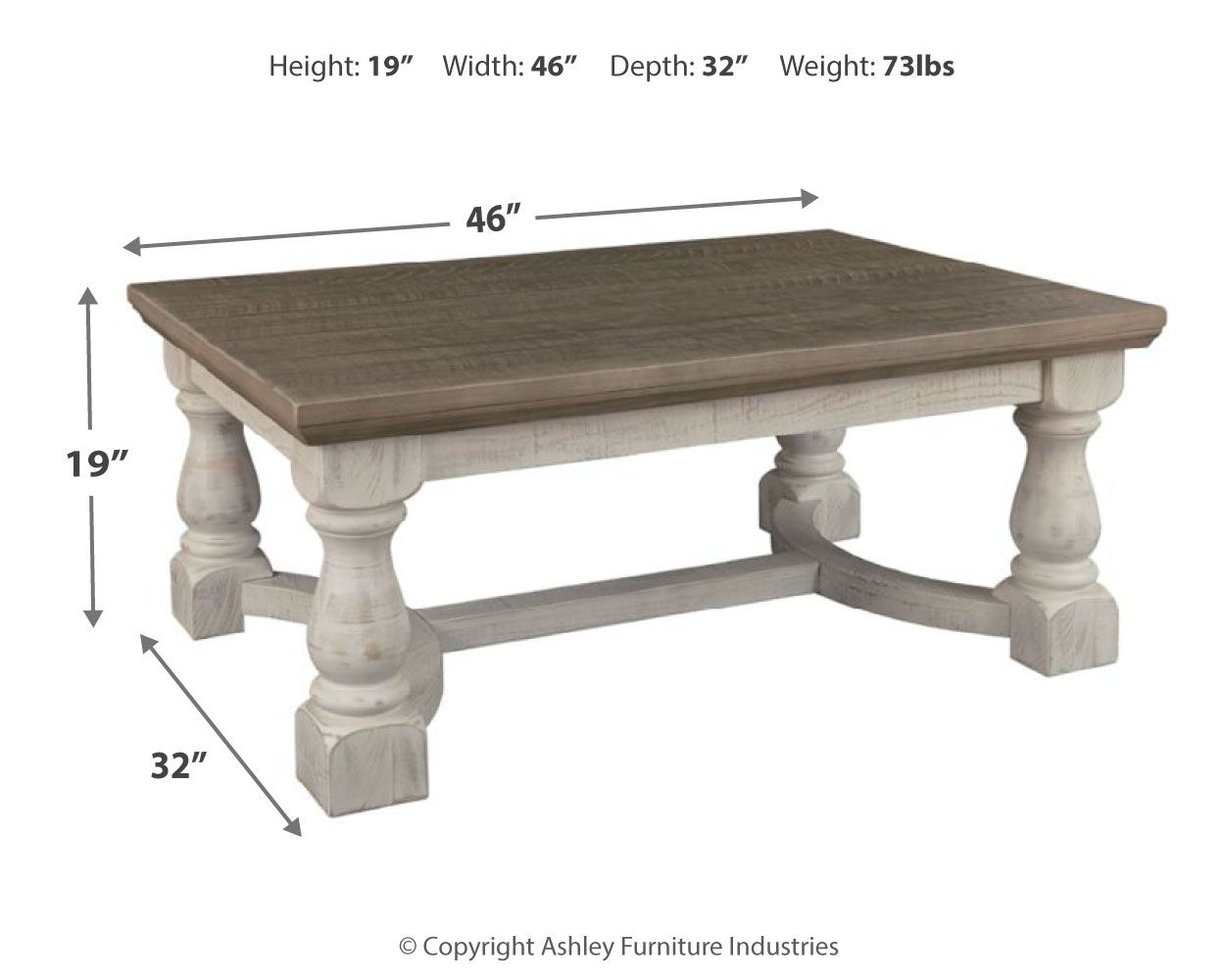 Havalance - Rectangular Cocktail Table - Gray / White