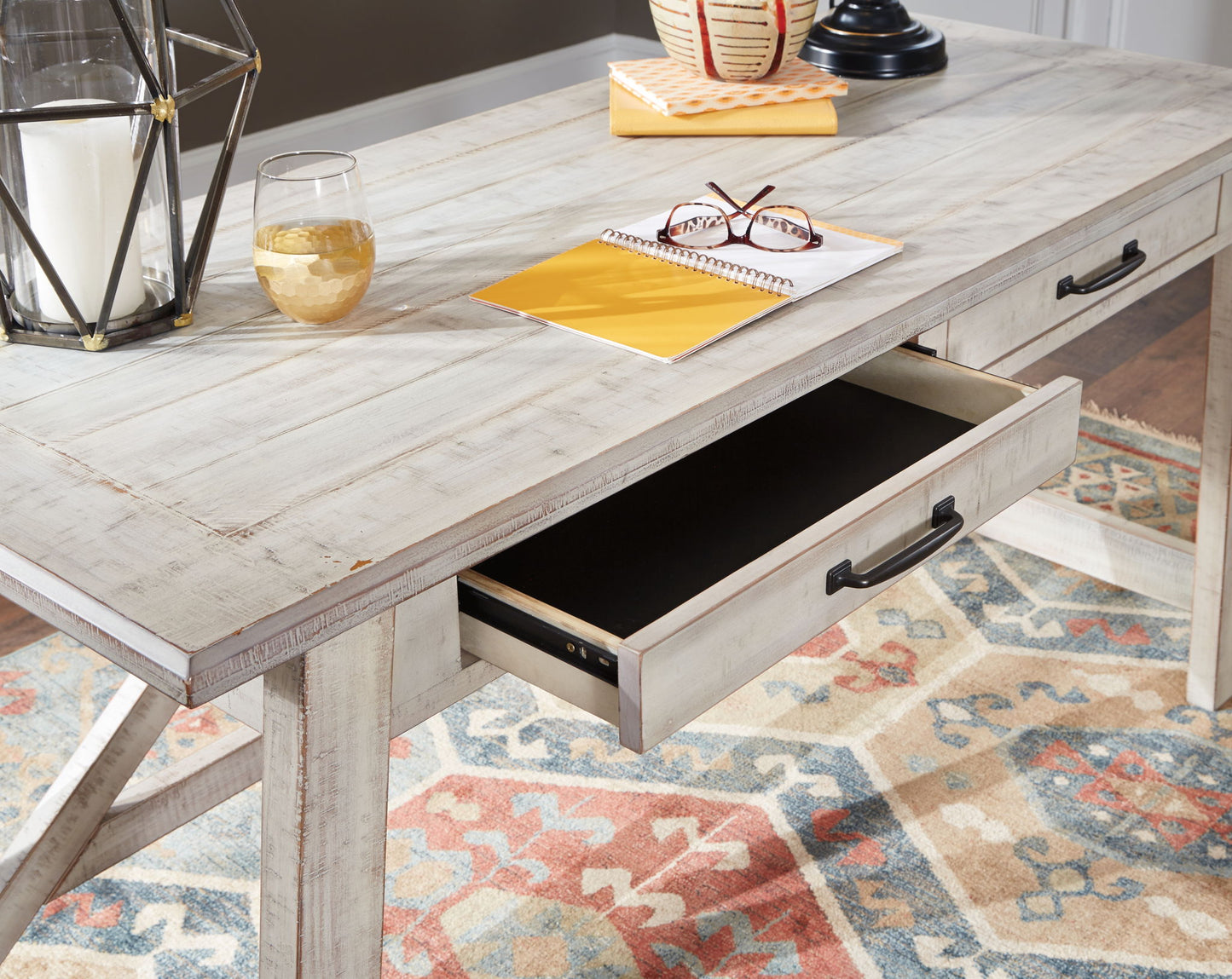 Carynhurst - Home Office Large Leg Desk - Whitewash