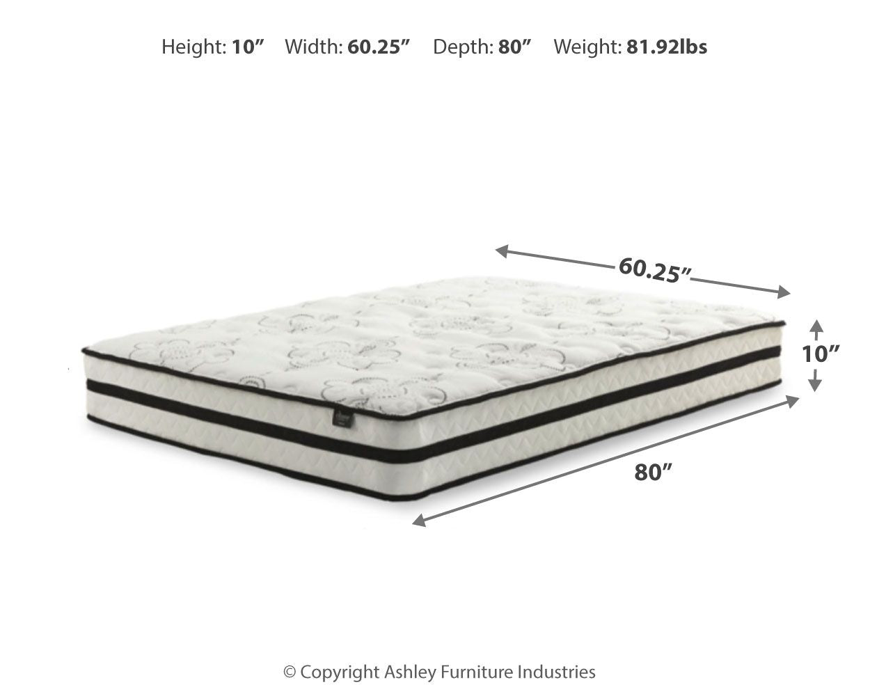 Chime 10 Inch Hybrid - 2 Pc. - Queen Mattress And Pillow - White