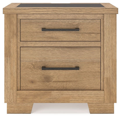 Galliden - Two Drawer Night Stand - Light Brown