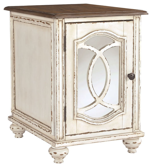 Realyn - Chair Side End Table - Insert Mirror - White / Brown