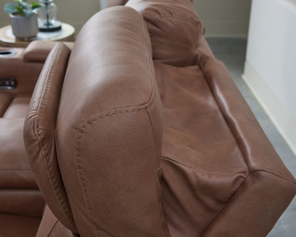 Clean-Slate - Power Reclining Loveseat With Console / Adj Headrest - Caramel