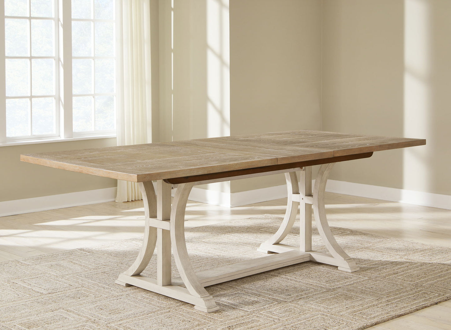 Shaybrock - Rectangular Dining Room Extension Table - Antique White / Brown