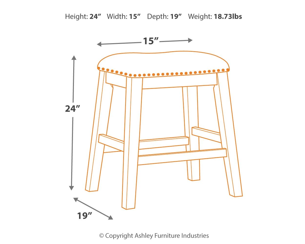 Caitbrook - Upholstered Stool (Set of 2) - Gray